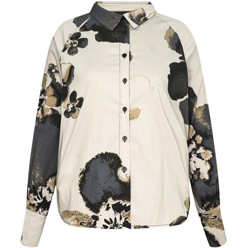 Skjorte-blomsterprint-NÜ Denmark-beige-grey